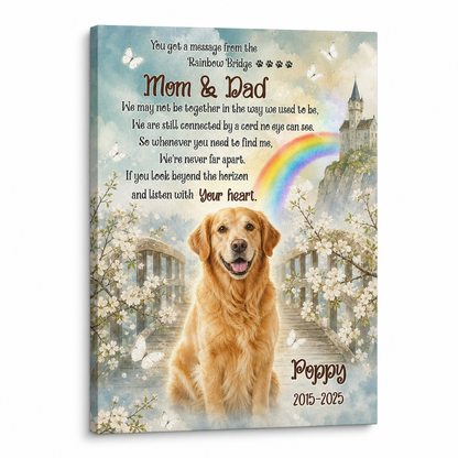 Personalized Pet Memorial Canvas Wall Art - Dog Loss Rainbow Bridge Sympathy Gift - Image 1