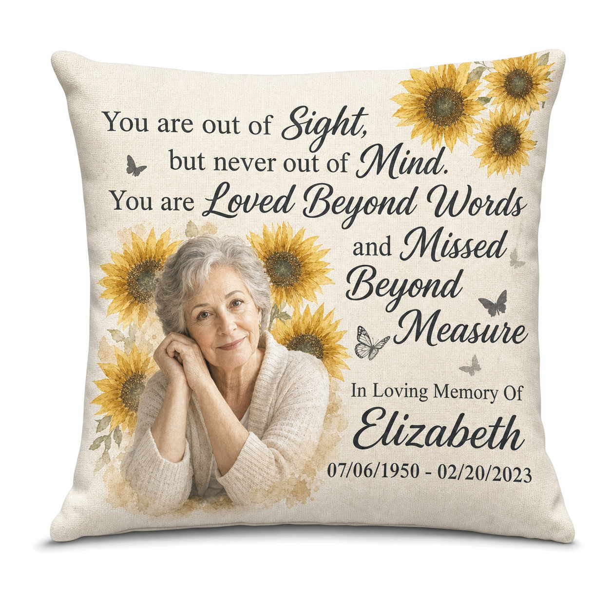 Personalized Memorial Photo Pillow - Custom Remembrance Sympathy Gift for Loss of a Loved One - Image 1