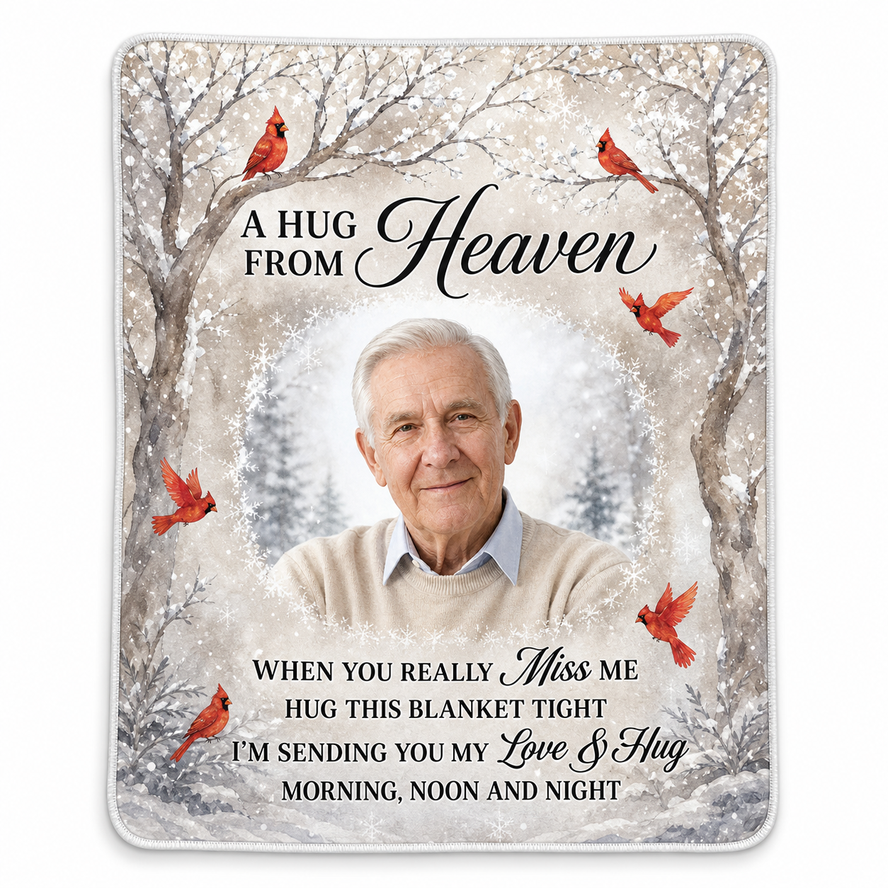 Personalized Photo Memorial Fleece Blanket - A Hug From Heaven Sympathy Gift for Family - Image 1