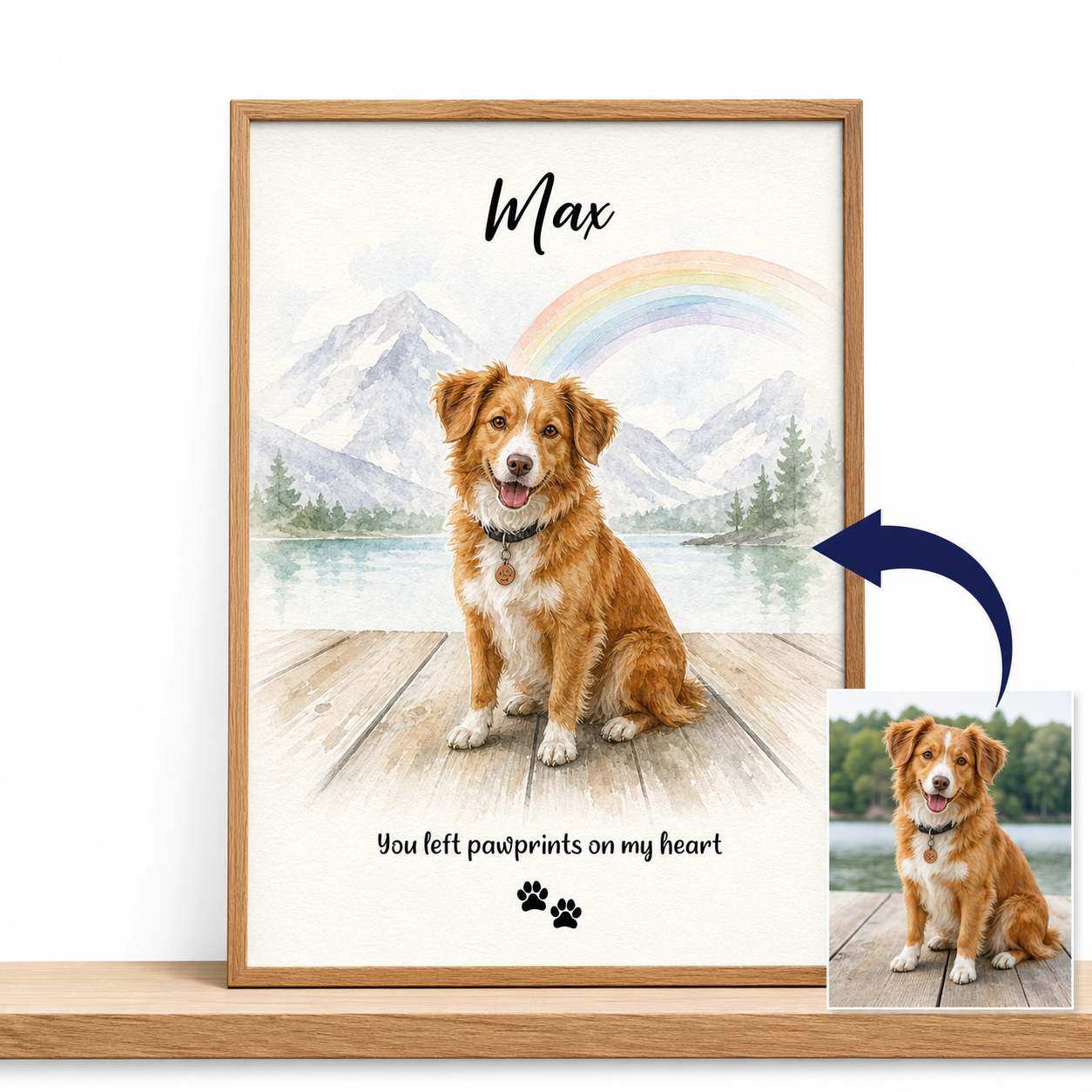 Personalized Pet Memorial Wall Canvas Rainbow Bridge Dog Remembrance Gift - Image 1