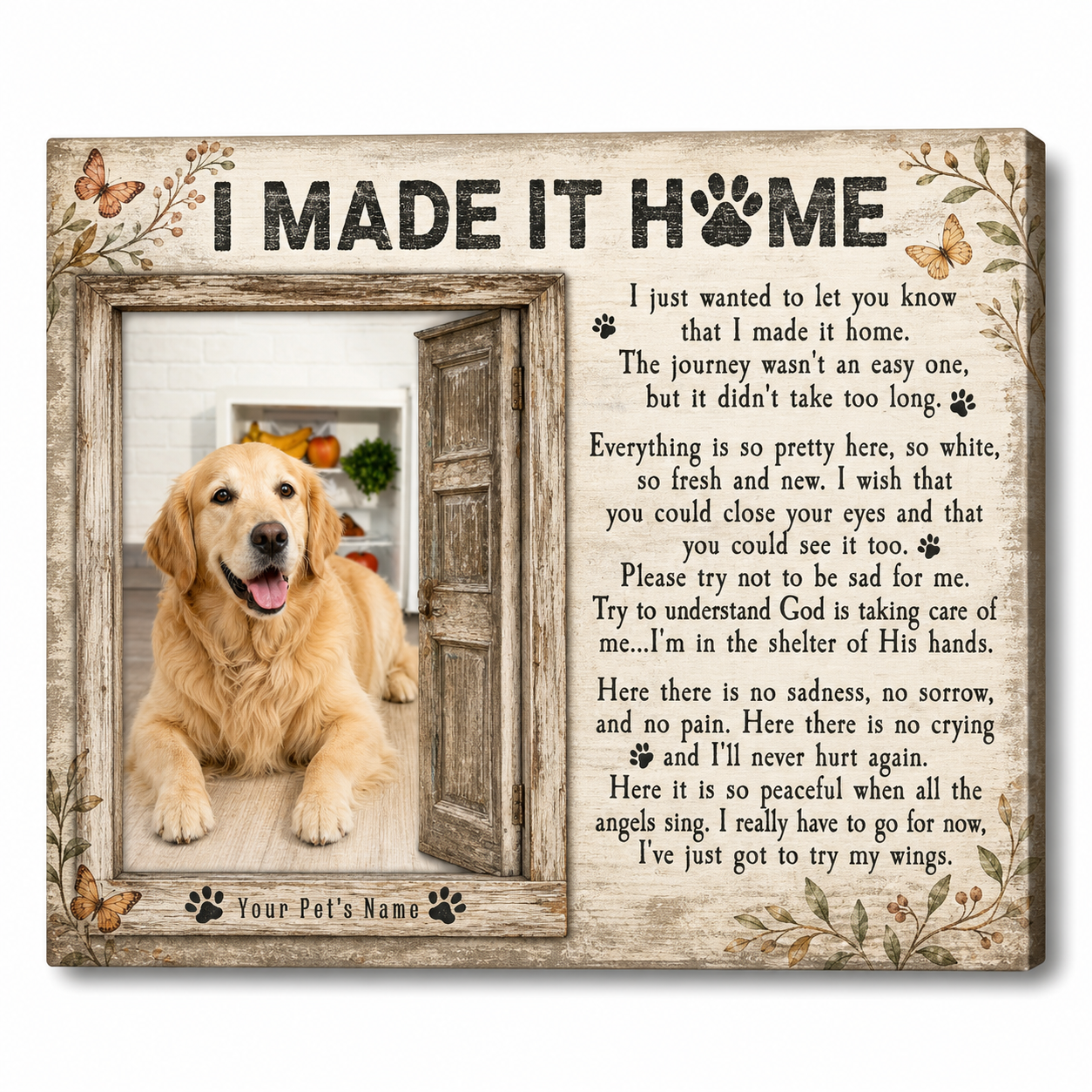 Personalized Dog Memorial Wall Canvas – Pet Loss Sympathy Gift, Rainbow Bridge - Image 1