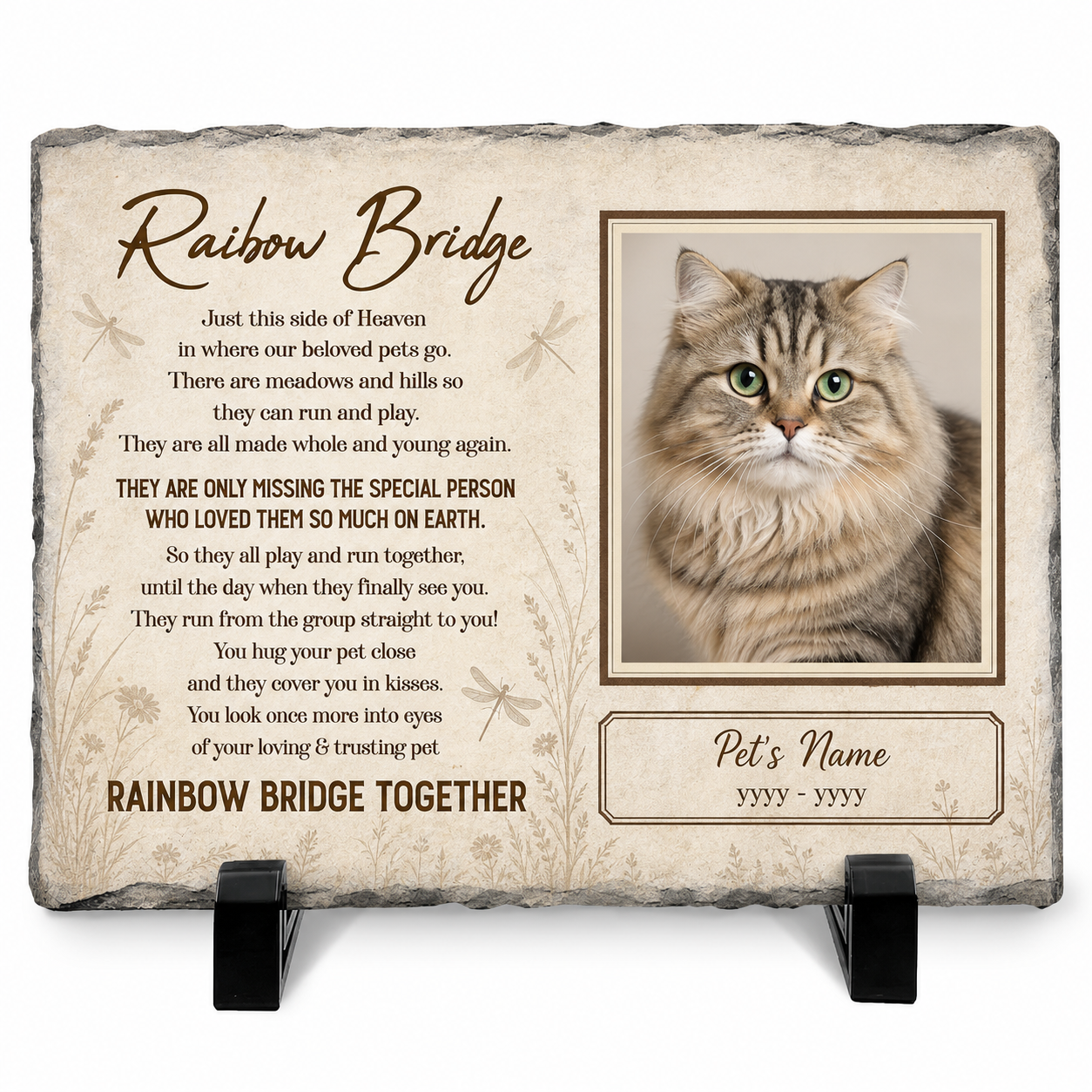 Personalized Rainbow Bridge Cat Memorial Garden Stone Rectangle for Pet Loss Gift - Image 1