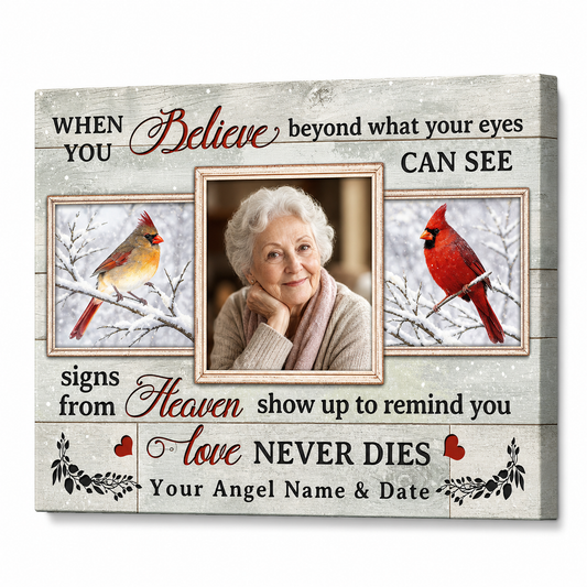 Personalized Cardinal Memorial Canvas Photo Gift for Loss of Loved One - Image 1