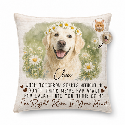 Personalized Pet Memorial Pillow Custom Photo Dog Cat Loss Gift Right Here In Your Heart - Image 1
