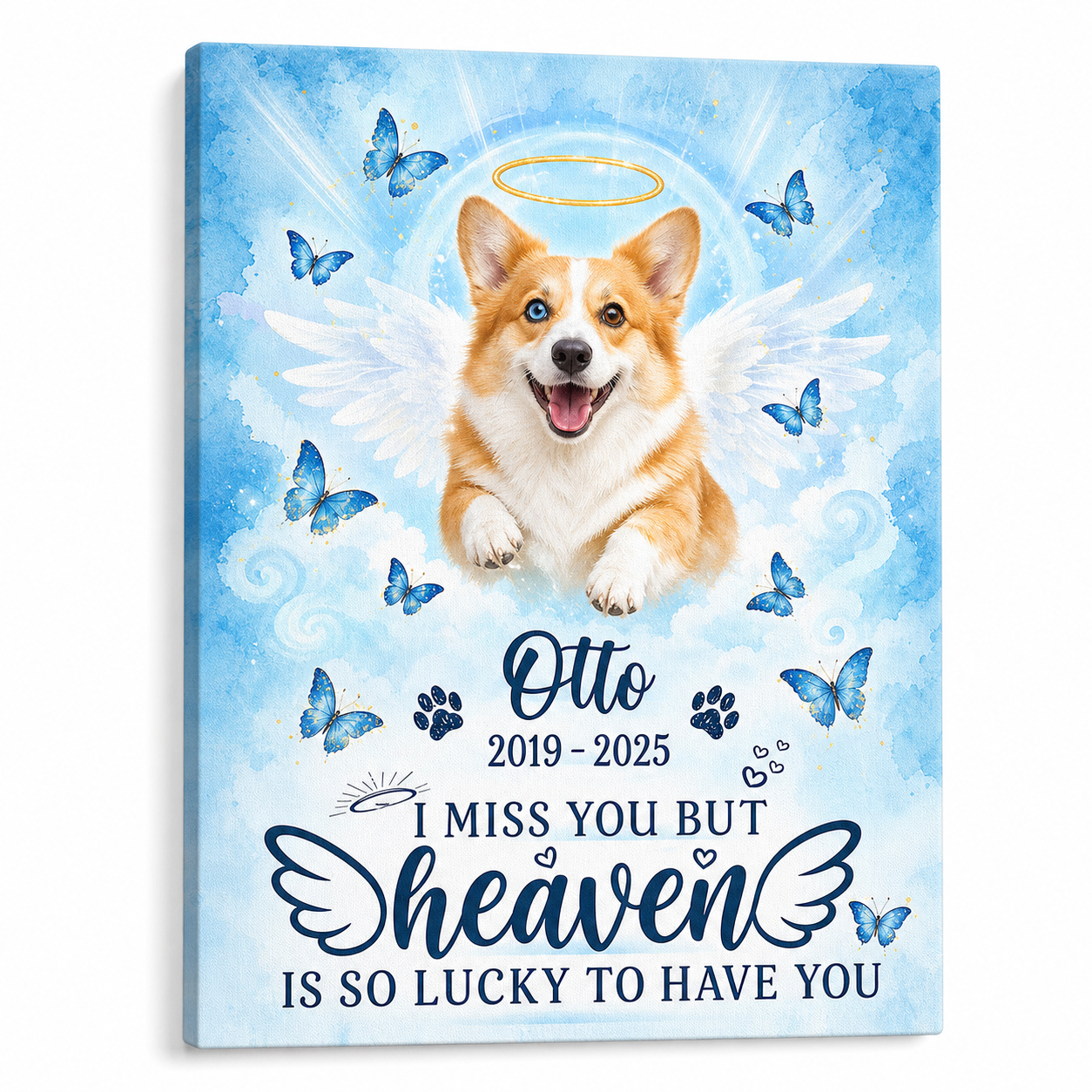 Personalized Pet Memorial Canvas Wall Art with Angel Wings - Dog Loss Remembrance Gift - Image 1