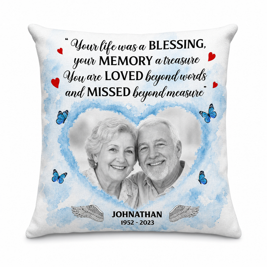 Personalized Memorial Photo Pillow When You Miss Me Hug This Sympathy Gift for Family - Image 1
