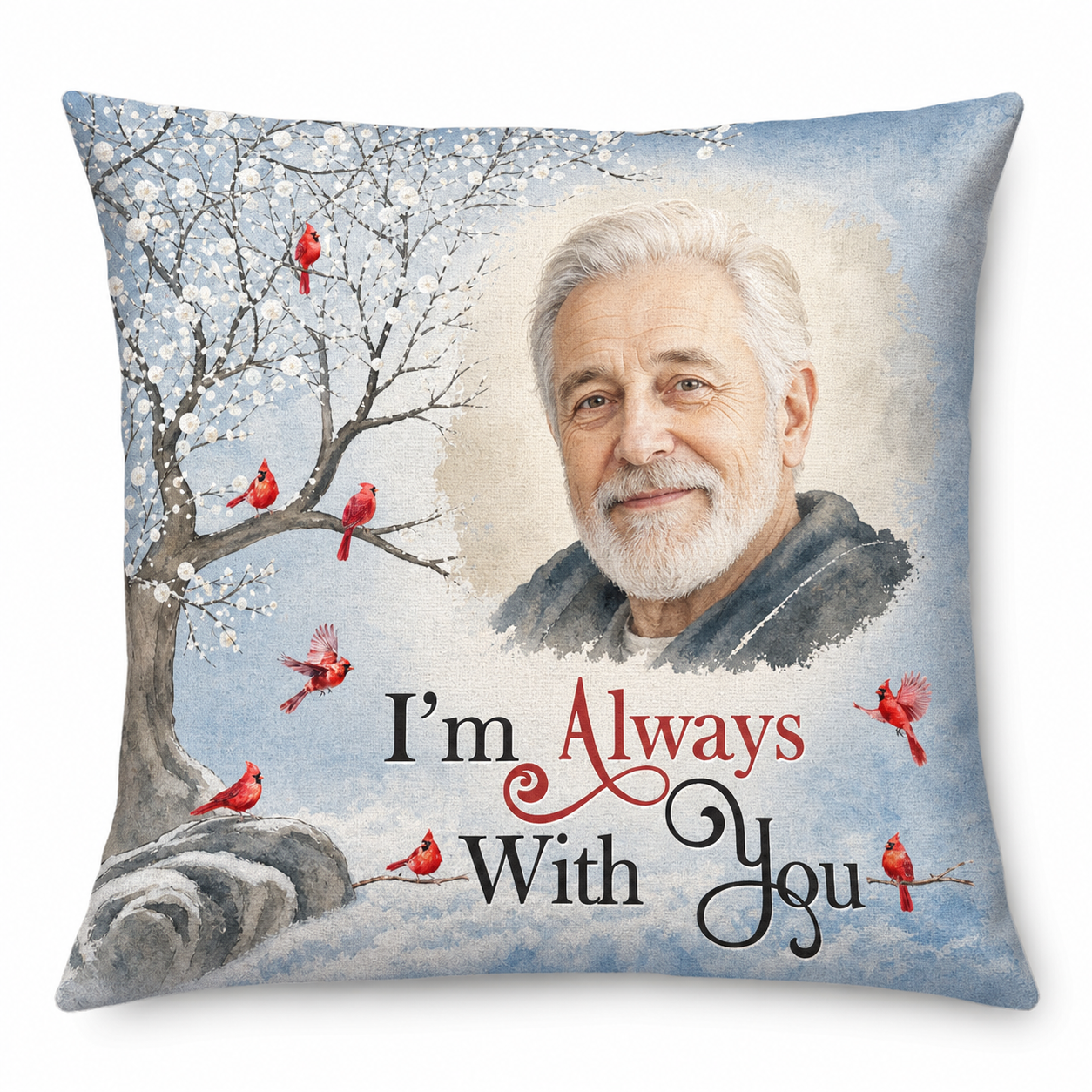 Personalized Memorial Photo Pillow - I'm Always With You Cardinal Sympathy Gift for Loss of Loved One - Image 1