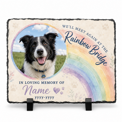 Personalized Dog Memorial Slate Garden Stone – Rainbow Bridge Pet Loss Gift - Image 1