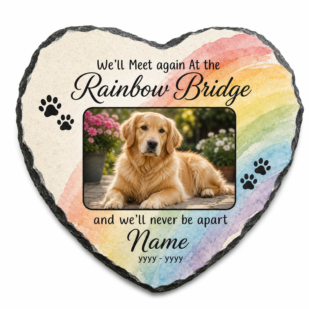 Personalized Dog Memorial Garden Stone, Pet Loss Gift, Rainbow Bridge Slate - Image 1