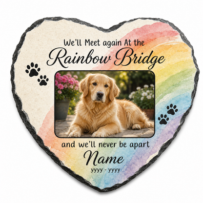 Personalized Dog Memorial Garden Stone, Pet Loss Gift, Rainbow Bridge Slate - Image 1