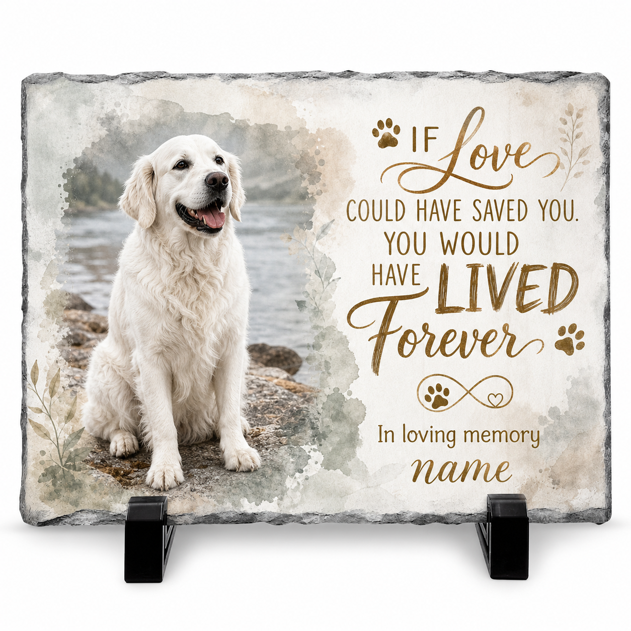 Personalized Dog Memorial Garden Stone Rectangle Slate Plaque – Pet Loss Gift - Image 1