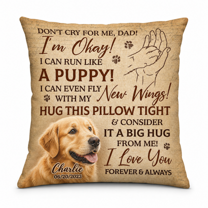 Personalized Dog Memorial Photo Pillow - Pet Loss Remembrance Keepsake Gift for Dad - Image 1