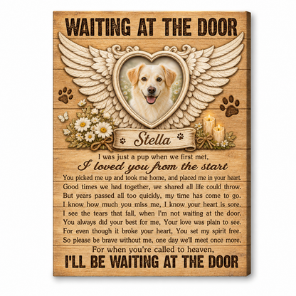 Personalized Pet Memorial Angel Wings Photo Wall Canvas - Dog Loss Remembrance Gift - Image 1
