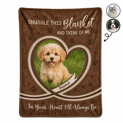 Personalized Pet Memorial Fleece Blanket with Photo, Dog Cat Loss Remembrance Keepsake Gift - Image 1