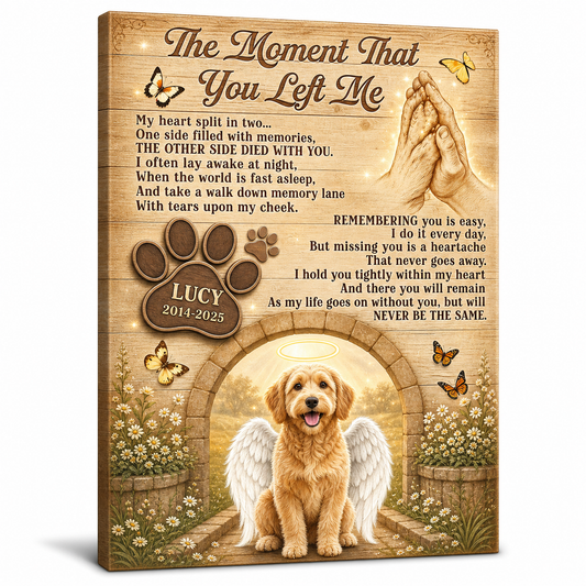 Personalized Dog Memorial Canvas Wall Art - Pet Loss Remembrance Gift with Angel Wings - Image 1