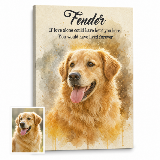 Personalized Pet Memorial Watercolor Portrait Wall Canvas Dog Loss Gift - Image 1