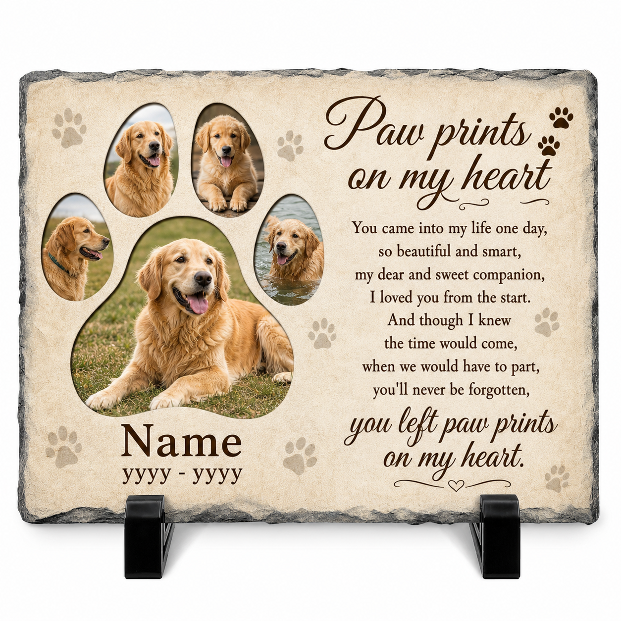Personalized Dog Photo Memorial Garden Stone – Pet Loss Remembrance Slate - Image 1