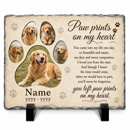 Personalized Dog Photo Memorial Garden Stone – Pet Loss Remembrance Slate - Image 1