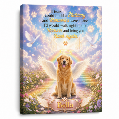 Personalized Pet Memorial Canvas Wall Art, Custom Dog Portrait Photo Print, Dog Loss Sympathy Gift - Image 1