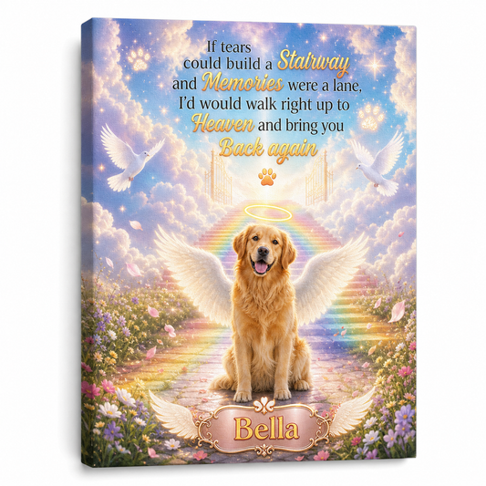 Personalized Pet Memorial Canvas Wall Art, Custom Dog Portrait Photo Print, Dog Loss Sympathy Gift - Image 1