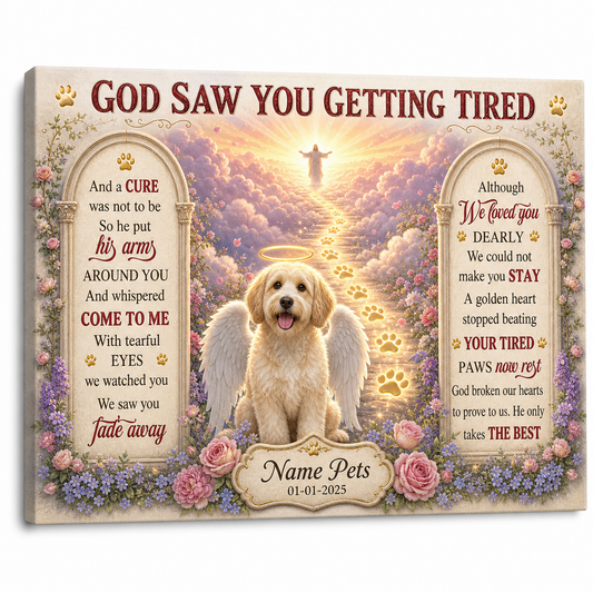 Personalized Pet Memorial Canvas Wall Art - Dog Loss Remembrance Gift with Photo & Name - Image 1