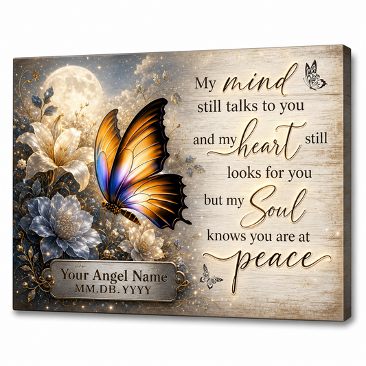 Personalized Memorial Butterfly Canvas Wall Art Sympathy Gift for Loss of Loved One - Image 1
