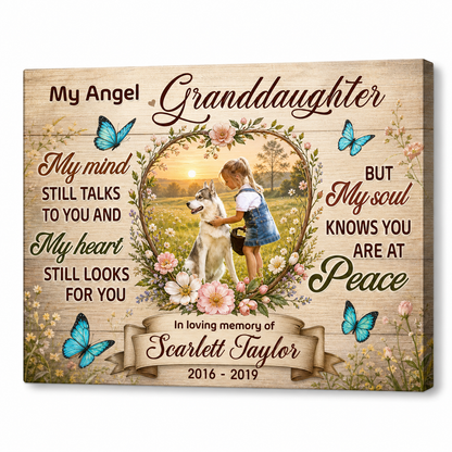 Personalized Loss of Granddaughter Memorial Canvas Wall Art Sympathy Gift - Image 1
