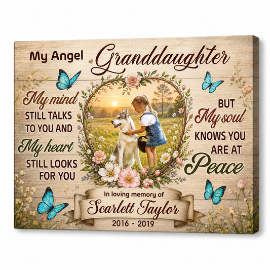 Personalized Loss of Granddaughter Memorial Canvas Wall Art Sympathy Gift - Image 1