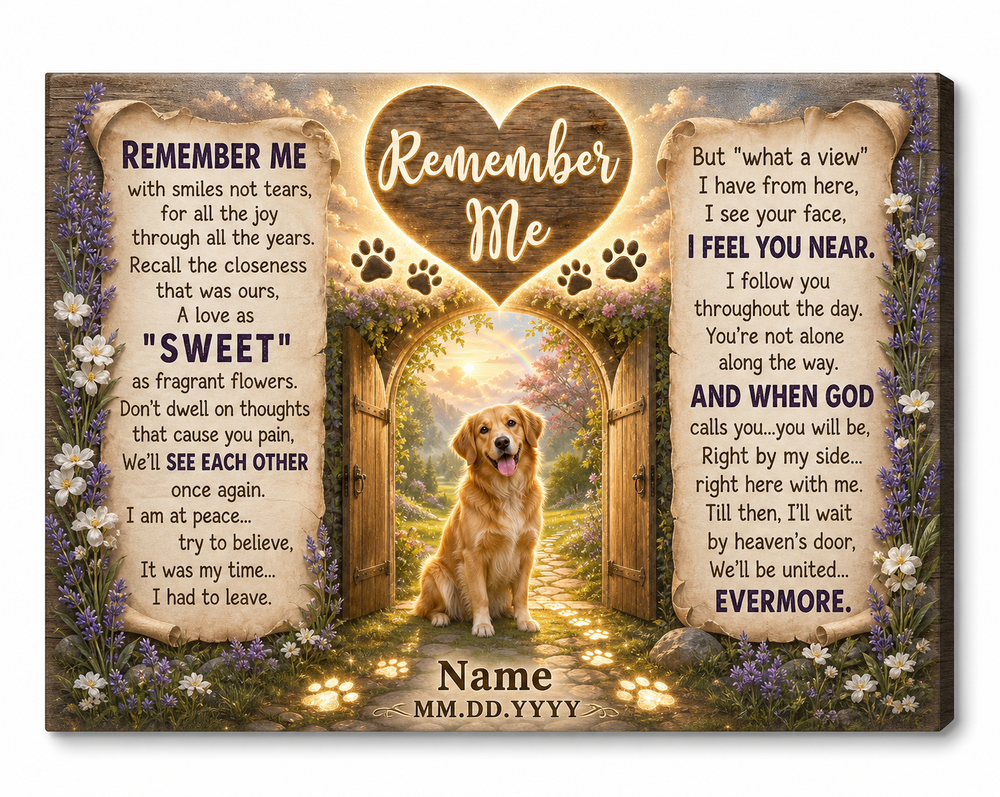 Personalized Dog Memorial Wall Canvas Remember Me Pet Photo Sympathy Remembrance Gift - Image 1