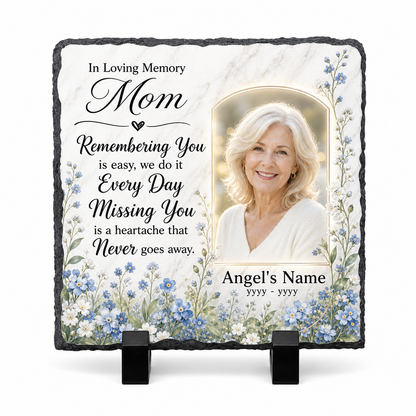 Personalized Mom Memorial Slate Garden Stone With Photo for Loss of Mom Gift - Image 1