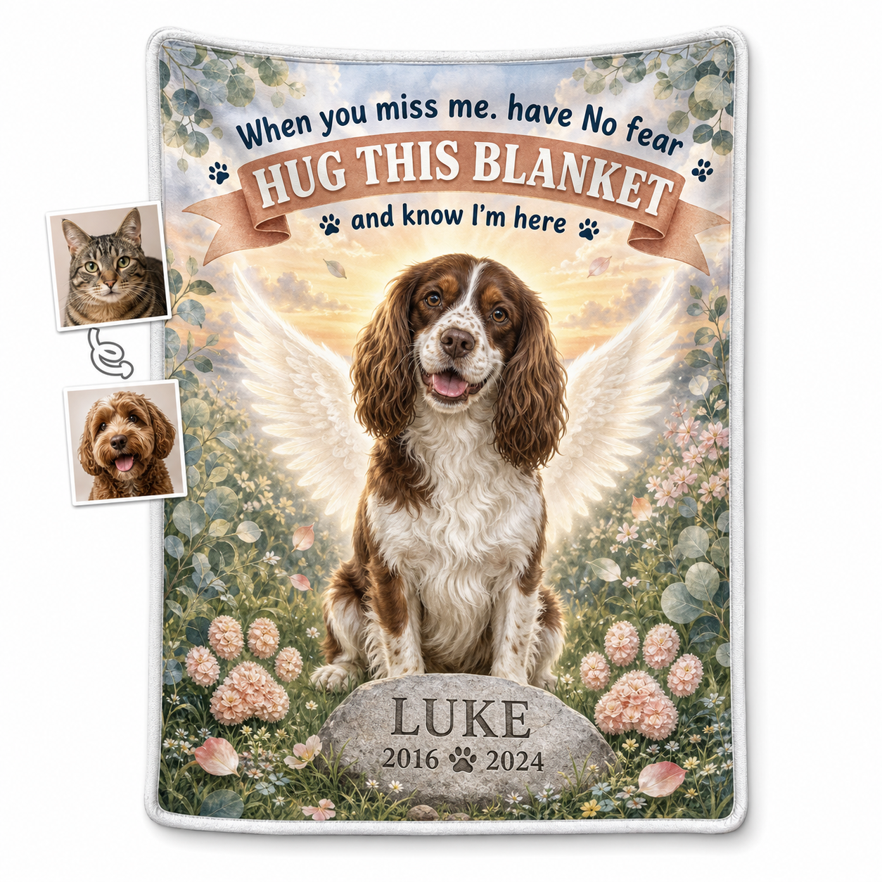 Personalized Pet Memorial Photo Blanket for Dog Loss - Custom Fleece Sympathy Gift - Image 1