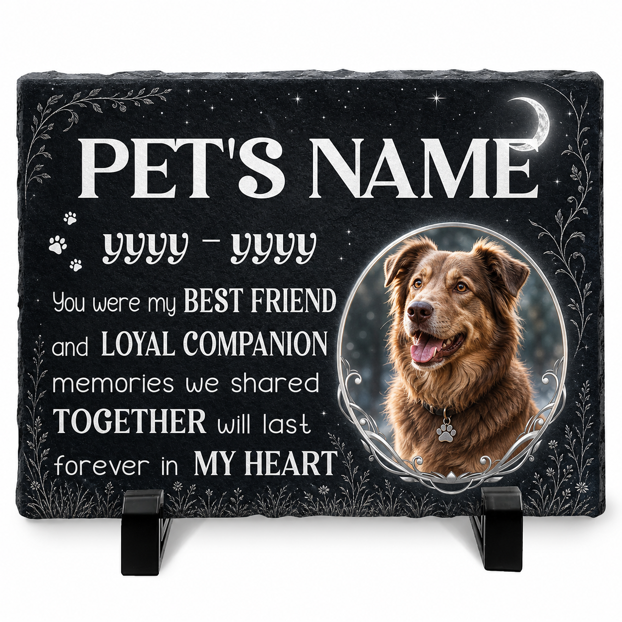 Personalized Dog Memorial Garden Stone with Photo – Pet Loss Slate Gift - Image 1