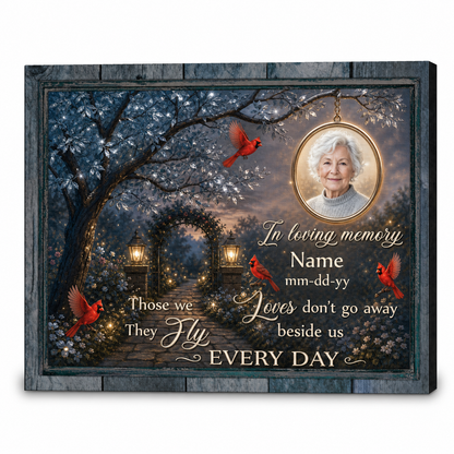 Personalized Cardinal Memorial Wall Canvas Sympathy Gift for Loss of Loved One - Image 1