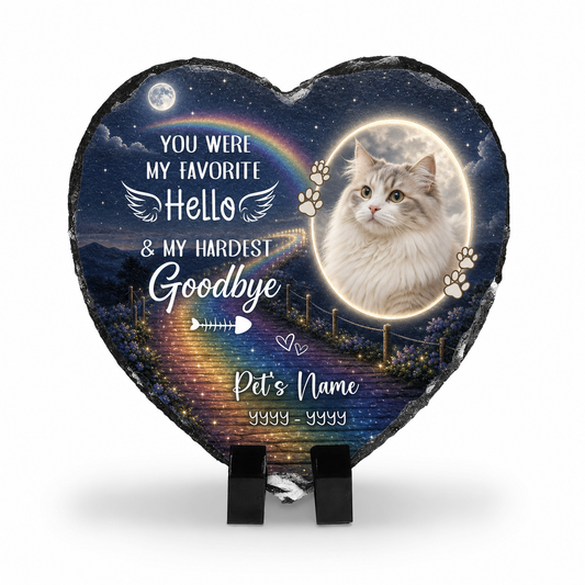 Personalized Pet Memorial Heart Slate Stone with Custom Photo – Cat Dog Loss Gift - Image 1