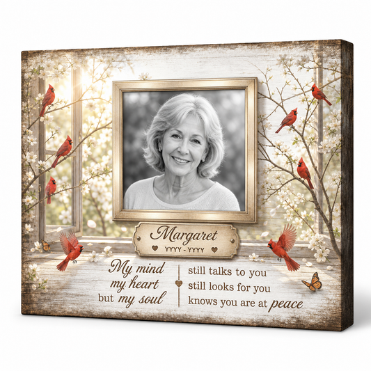 Personalized Memorial Cardinal Wall Canvas Photo Keepsake For Loss Of Mother Or Loved One - Image 1