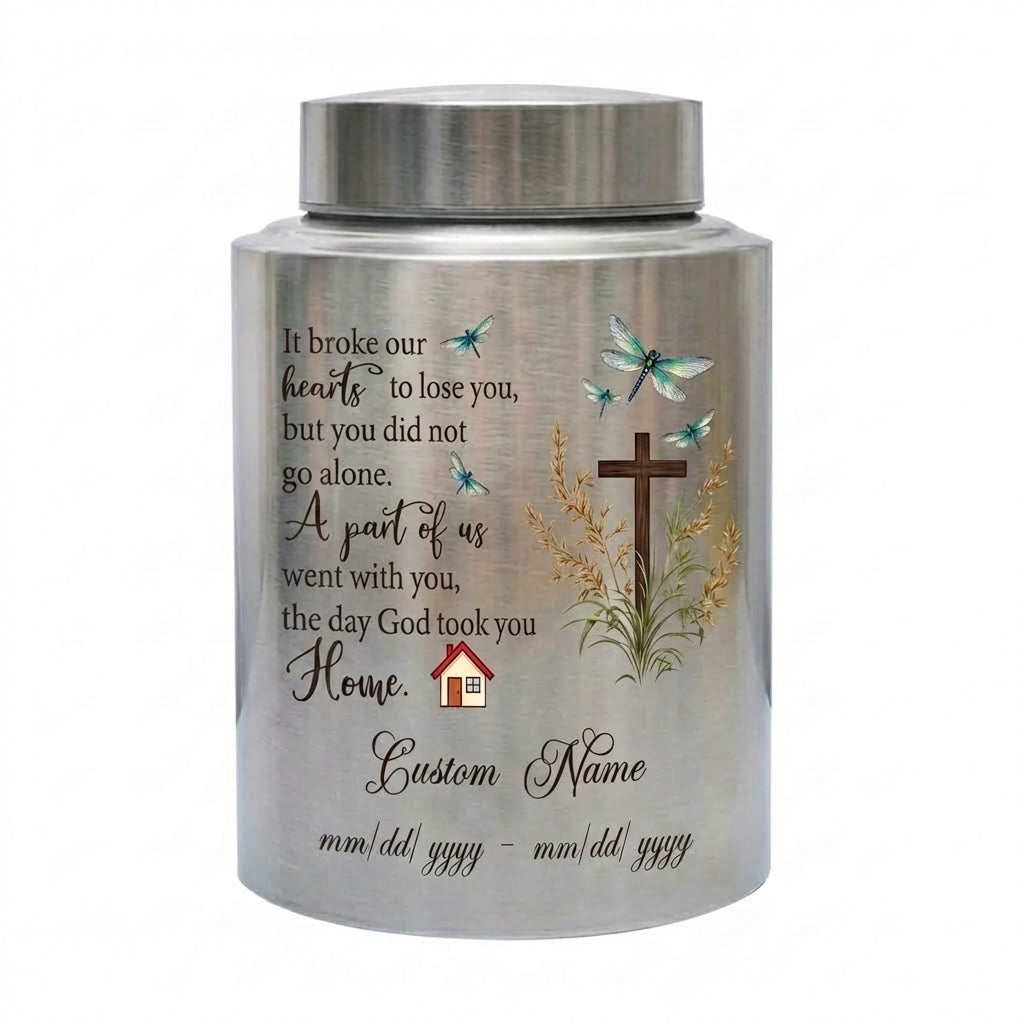 Personalized Dragonfly Stainless Steel Cremation Urn for Loss of Loved One Mother Father, Bereavement Ash Holder Small and Large Sizes, Memorial Keepsake Urn, Memorial Gift, In Loving Memory - Image 1
