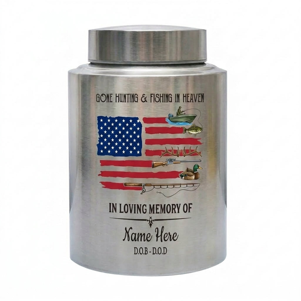 Personalized Bass Fishing Cremation Urns for Human Ashes Stainless Steel Hunter Fisherman Remembrance Sympathy Condolence Gift Large 7.5x5.1 Memorial Keepsake Urn, Memorial Gift, In Loving Memory - Image 1