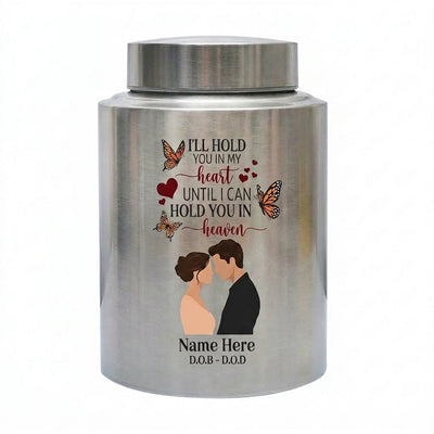 Personalized Couple In Heaven Butterfly Heart Stainless Steel Urn Loss Of Husband Widow Sympathy Bereavement Adult Ashes 2 Sizes Memorial Keepsake Urn, Memorial Gift, In Loving Memory - Image 1 | BXGH-SMALL-SILVER-B0DHTTFRKL BXGH-SMALL-BLACK-B0DHTTFRKL BXGH-SMALL-RED-B0DHTTFRKL BXGH-SMALL-GOLDEN-B0DHTTFRKL BXGH-LARGE-SILVER-B0DHTTFRKL BXGH-LARGE-BLACK-B0DHTTFRKL BXGH-LARGE-RED-B0DHTTFRKL BXGH-LARGE-GOLDEN-B0DHTTFRKL