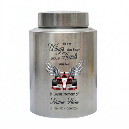 Personalized Victory Racing Urns for Human Ashes Your Wings Were Ready But Our Hearts Were Not Bereavement Sympathy Present Small Large Memorial Keepsake Urn, Memorial Gift, In Loving Memory - Image 1