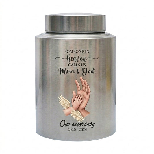 Personalized Teddy Bear Angel Wings Cross Metal Ash Container For Infant Loss Miscarriage Grieving Parents Mother Father Large Silver Gold Memorial Keepsake Urn, Memorial Gift, In Loving Memory - Image 1