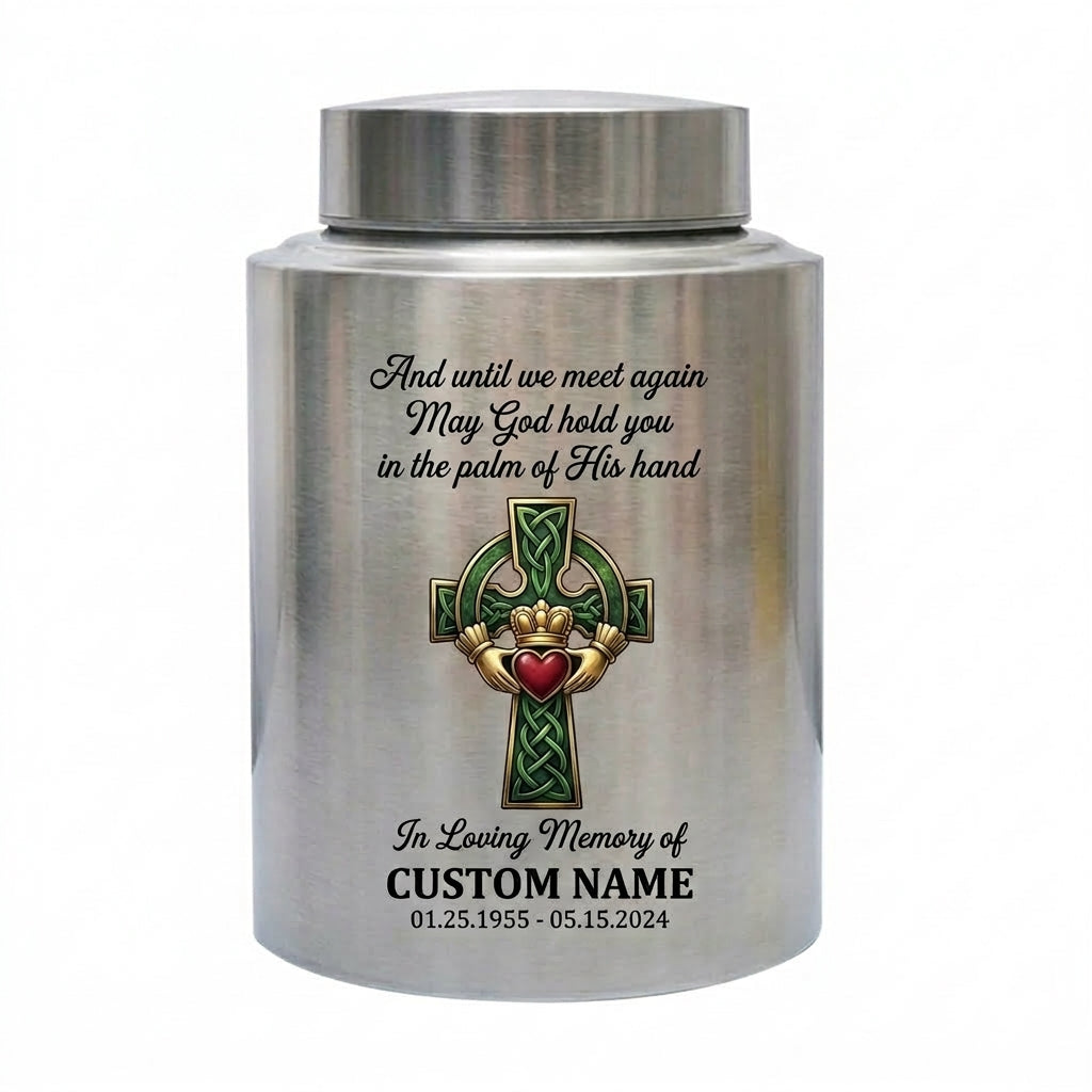 Personalized Irish Blessing UV Printed Cremation Urn for Human Ashes Bereavement Loss of Mother Father Funeral Display Silver Black Gold Red Memorial Keepsake Urn, Memorial Gift, In Loving Memory - Image 1