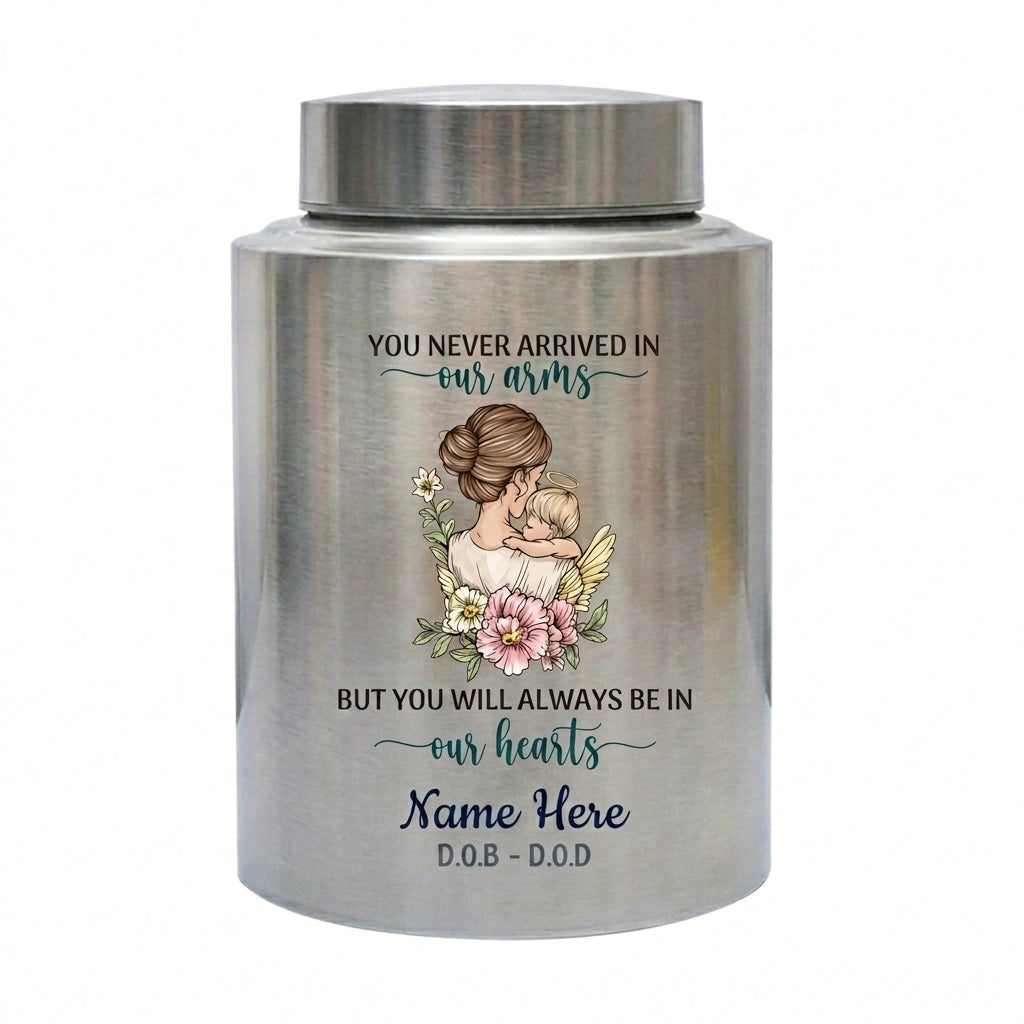 Personalized Infant Baby Loss UV Printed Stainless Steel Urn for Human Ashes Loss of Child Bereavement Miscarriage Stillbirth Ash Container Memorial Keepsake Urn, Memorial Gift, In Loving Memory - Image 1