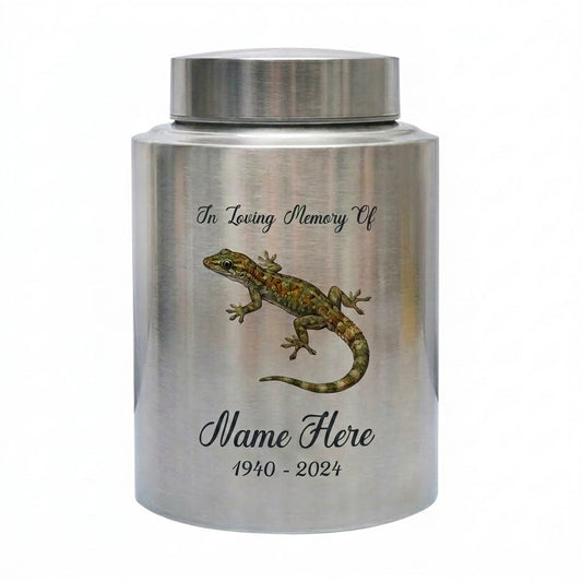 Personalized Iguana Lizard Stainless Steel Cremation Urn for Human Ashes Loss of Loved One Family Member Decorative Display 7.5in x 5.1in Memorial Keepsake Urn, Memorial Gift, In Loving Memory - Image 1