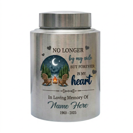 Personalized Forest Camping Outdoor UV Printed Stainless Steel Urn for Camper Nature Lover Loss Bereavement Ash Container 4 Colors Large Memorial Keepsake Urn, Memorial Gift, In Loving Memory - Image 1