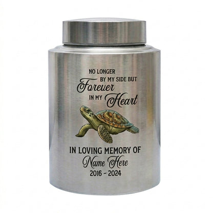 Personalized Turtle Tortoise Pet Loss Grief Tribute Ashes Holder Family Friends Relatives No Longer By My Side But Forever In My Heart Memorial Keepsake Urn, Memorial Gift, In Loving Memory - Image 1