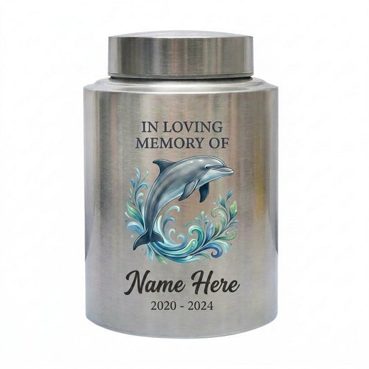 Personalized Dolphin Cremation Urn for Human Ashes Stainless Steel Ocean Lover Tribute Small Large Custom Funeral Keepsake for Mom Dad Adult Memorial Keepsake Urn, Memorial Gift, In Loving Memory - Image 1