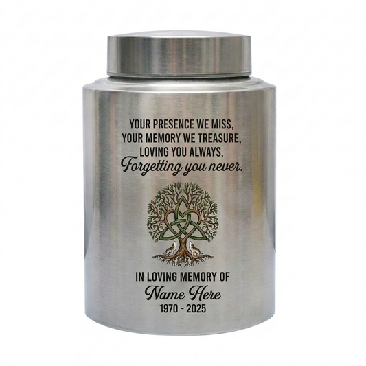 Personalized Valhalla Viking Nordic Runes Stainless Steel Norse Funeral Tribute for Father Husband Bereavement Ash Container 4 Colors 2 Sizes Memorial Keepsake Urn, Memorial Gift, In Loving Memory - Image 1