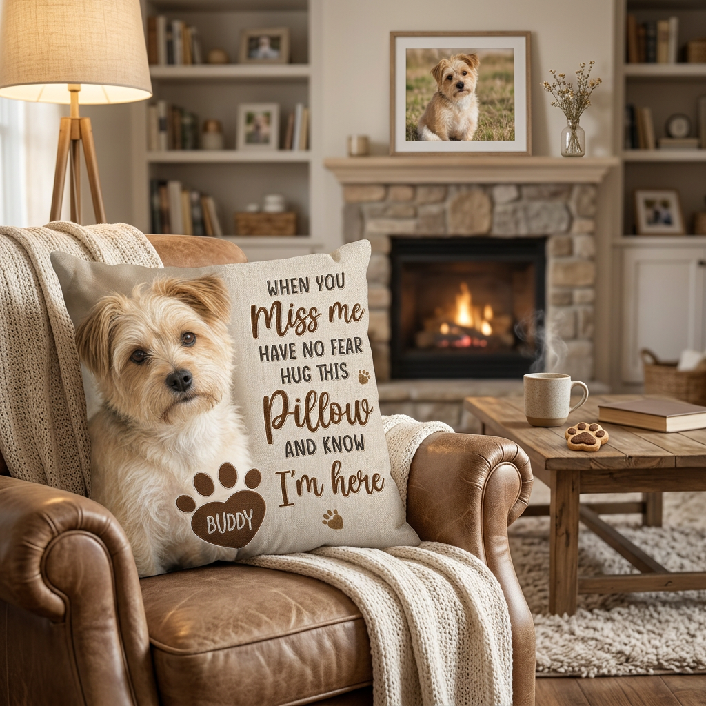 Personalized Pet Memorial Photo Pillow, Custom Dog Remembrance Gift for Pet Lovers - Image 2
