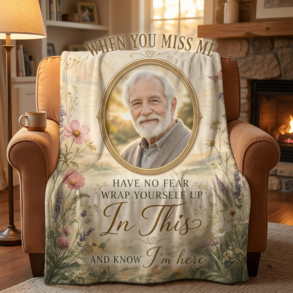 Personalized Memorial Photo Fleece Blanket - When You Miss Me Sympathy Gift for Loss of Loved One - Image 2