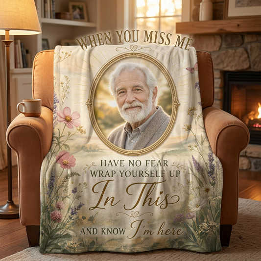 Personalized Memorial Photo Fleece Blanket - When You Miss Me Sympathy Gift for Loss of Loved One - Image 2